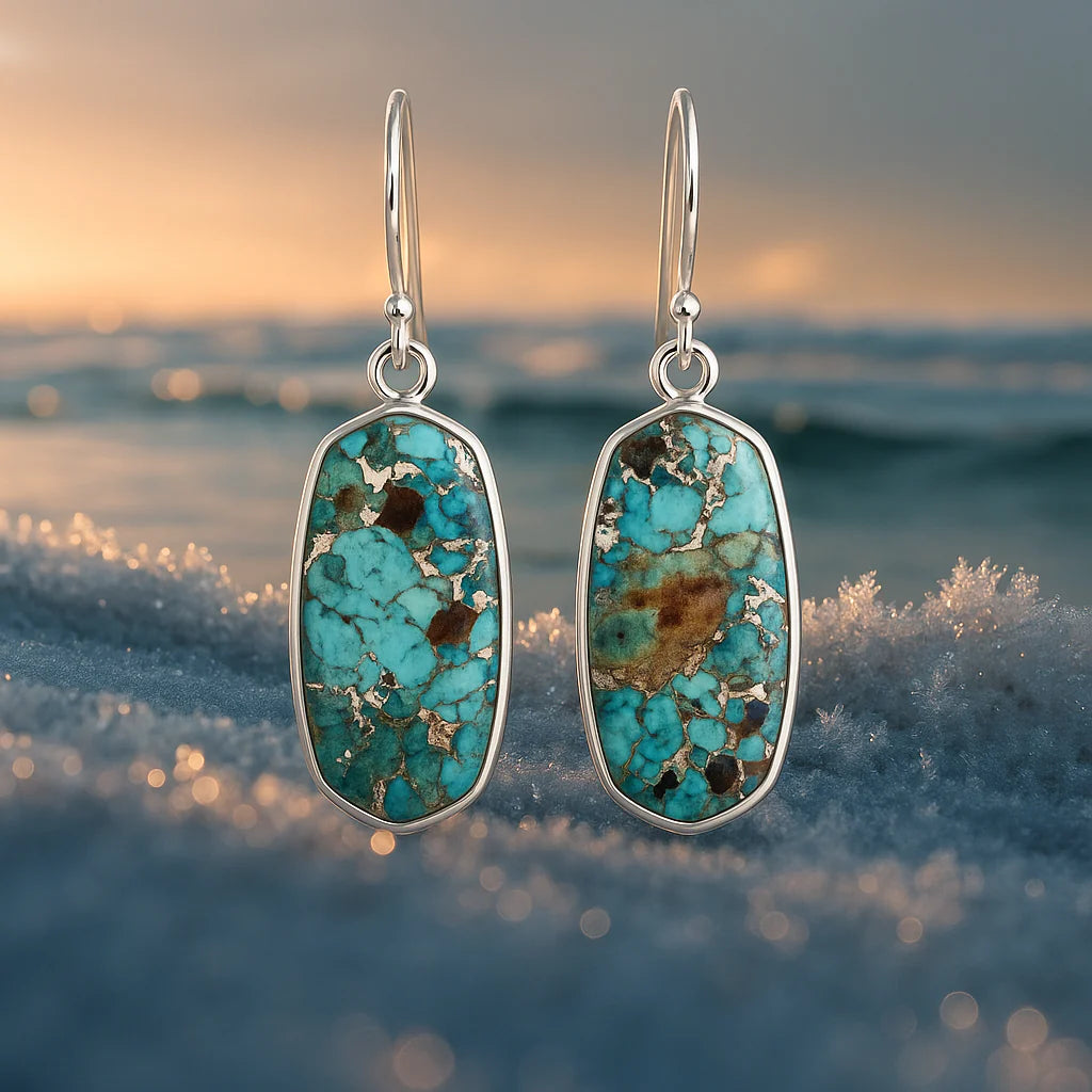 Orecchini Onde di Turchese Silver