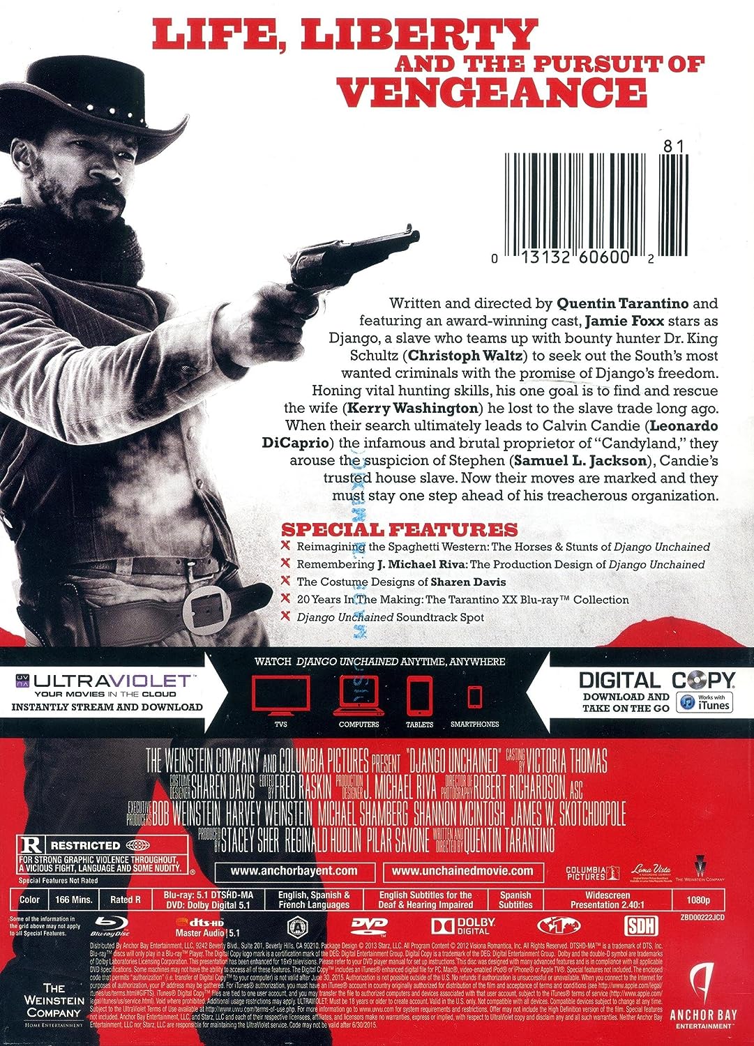 Retro copertina Blu-ray di Django Unchained con Jamie Foxx